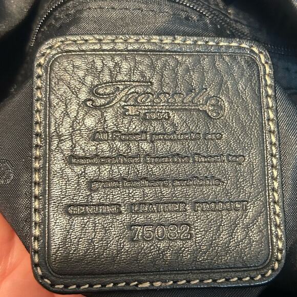 Fossil Black Shoulder Bag with contrasting stitching Western Bohemian Like New - Picture 8 of 9